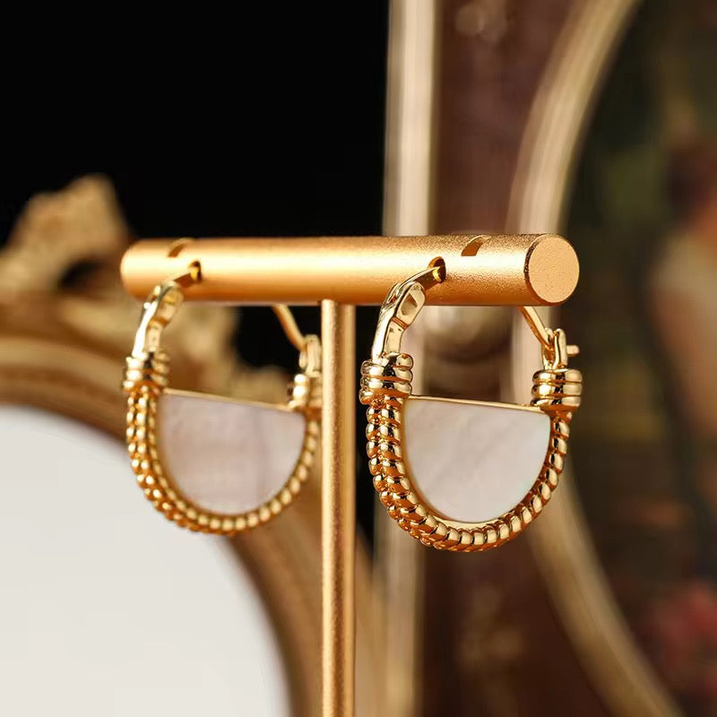 Mother of Pearl and Gold Earrings