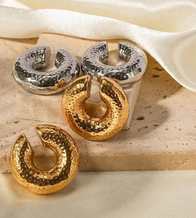 Chunky Textured Gold Ear Cuffs