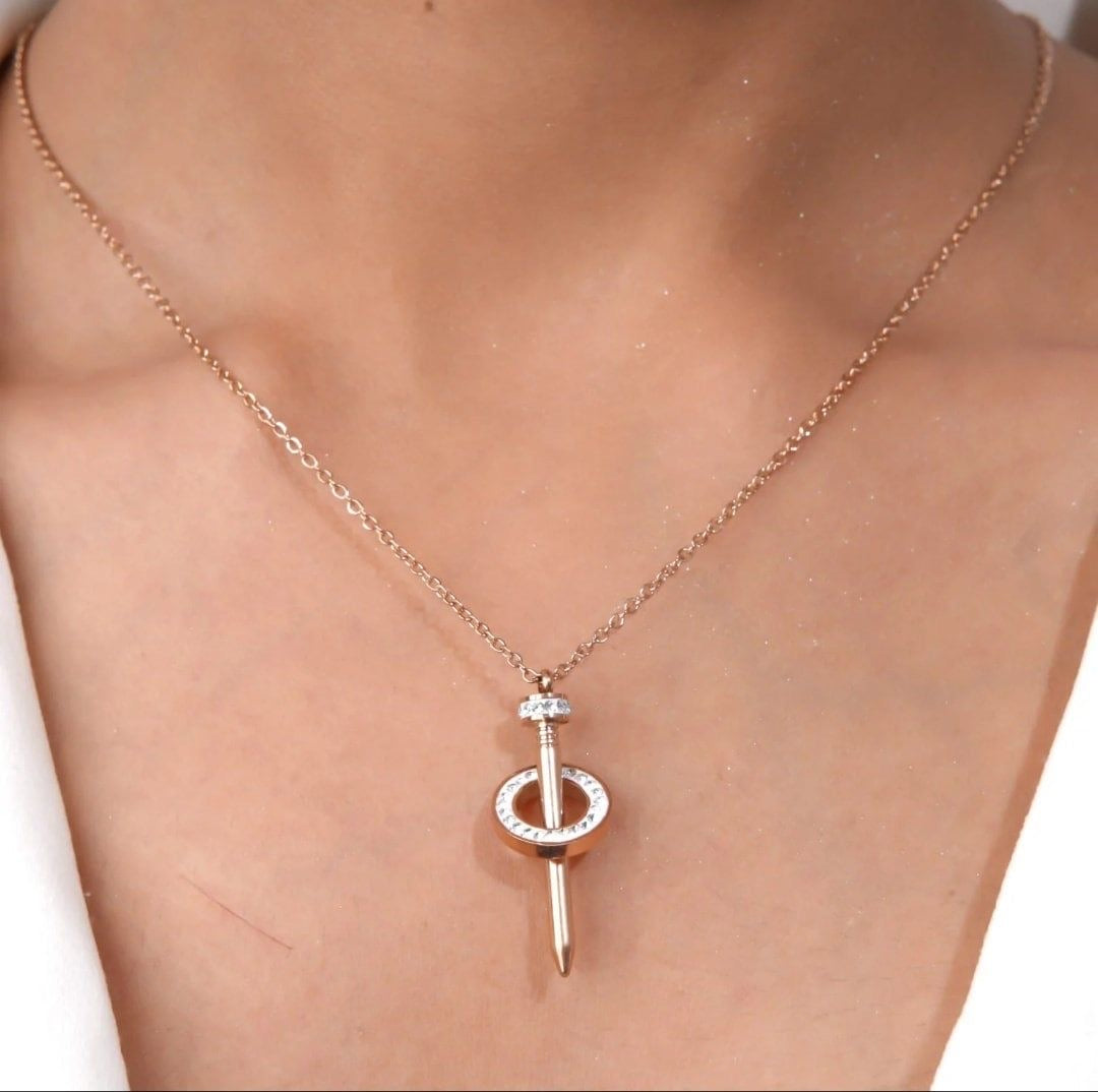 Diamond Nail Pendant Necklace