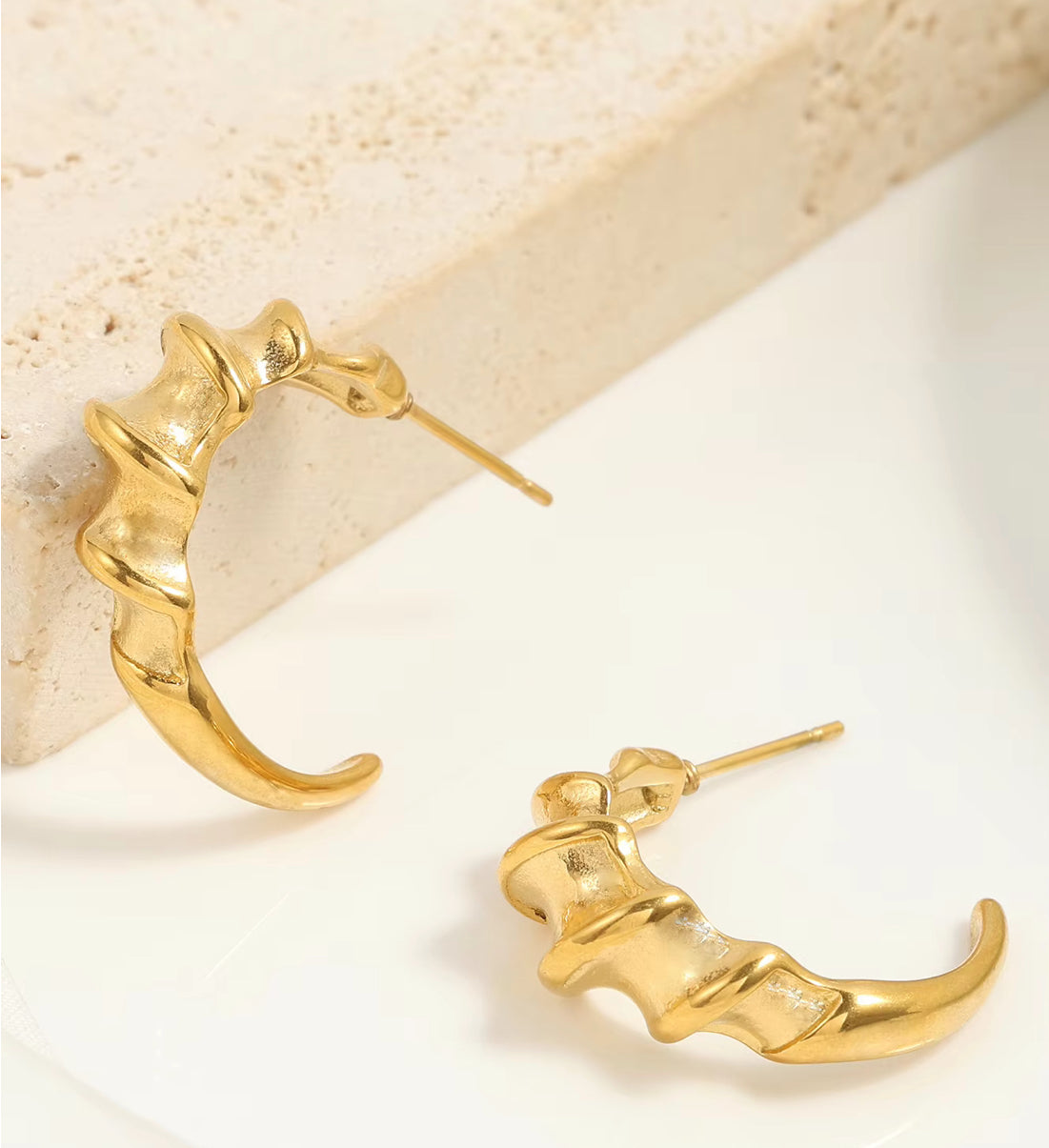 Twisted Gold Half Hoop