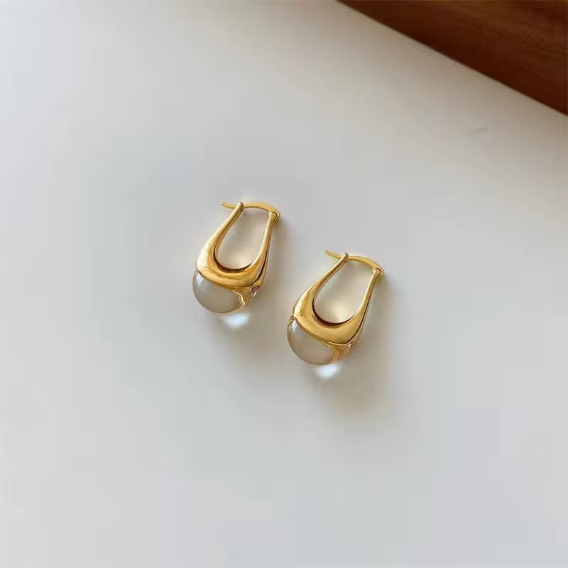 Trending Gem stone Long Hoops