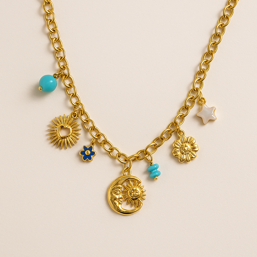 Sun & Moon Charm Necklace