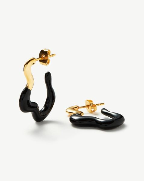 Twisty Gold & Black Abstract Earrings