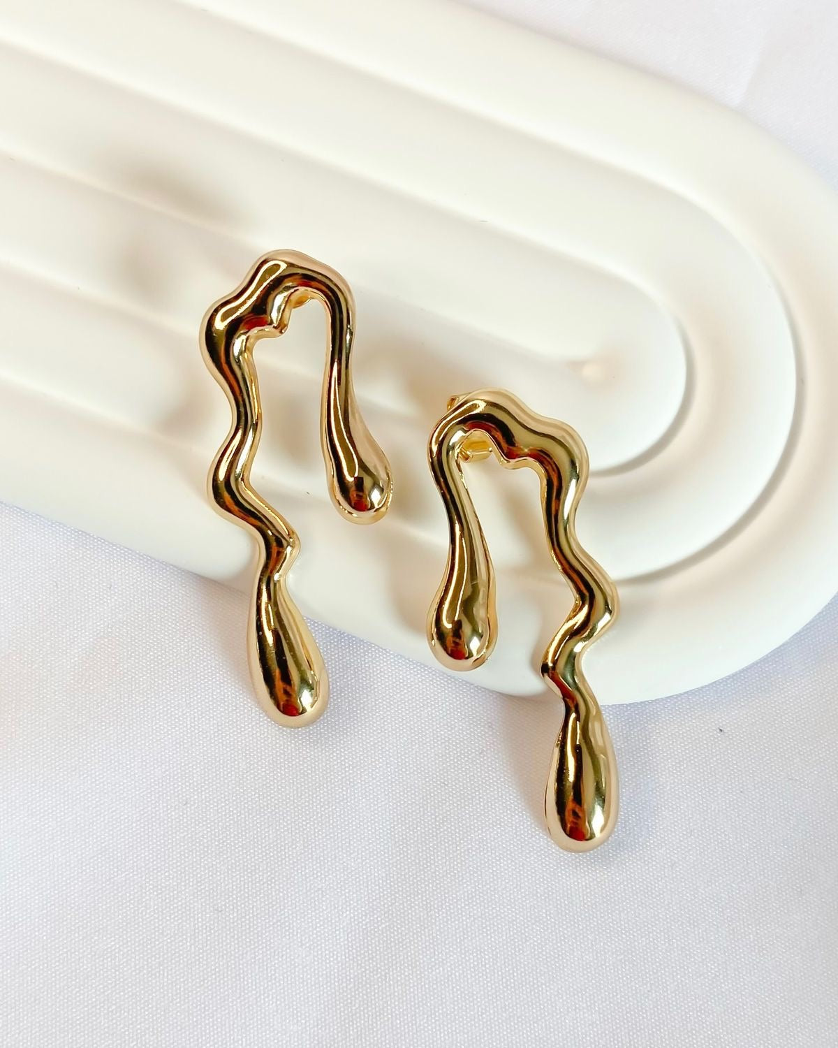 Abstract High Low Gold Danglers