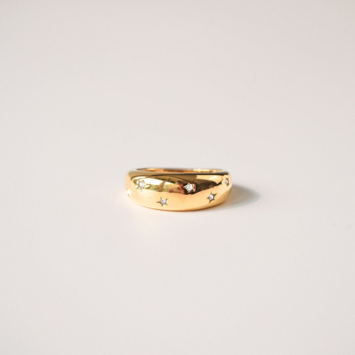 Chunky Star Diamond and Gold Plated Ring