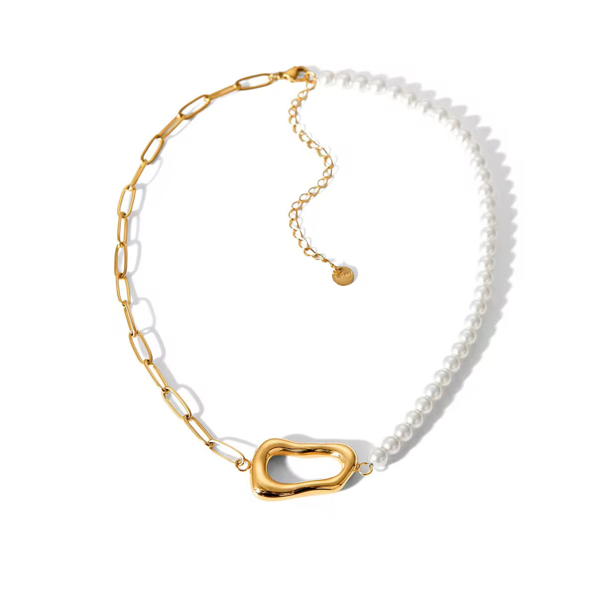 Half Pear Half Gold Link Chain Necklace