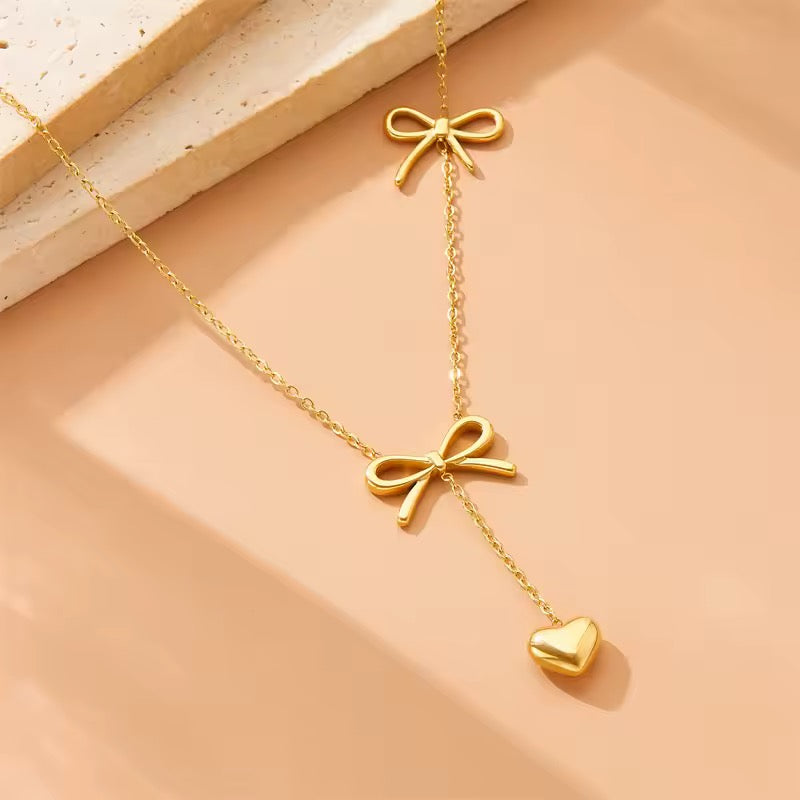 Cute Bow Lariat Necklace