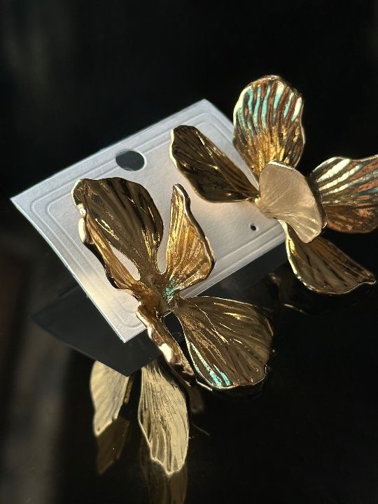 Flower Statement Gold Earrings