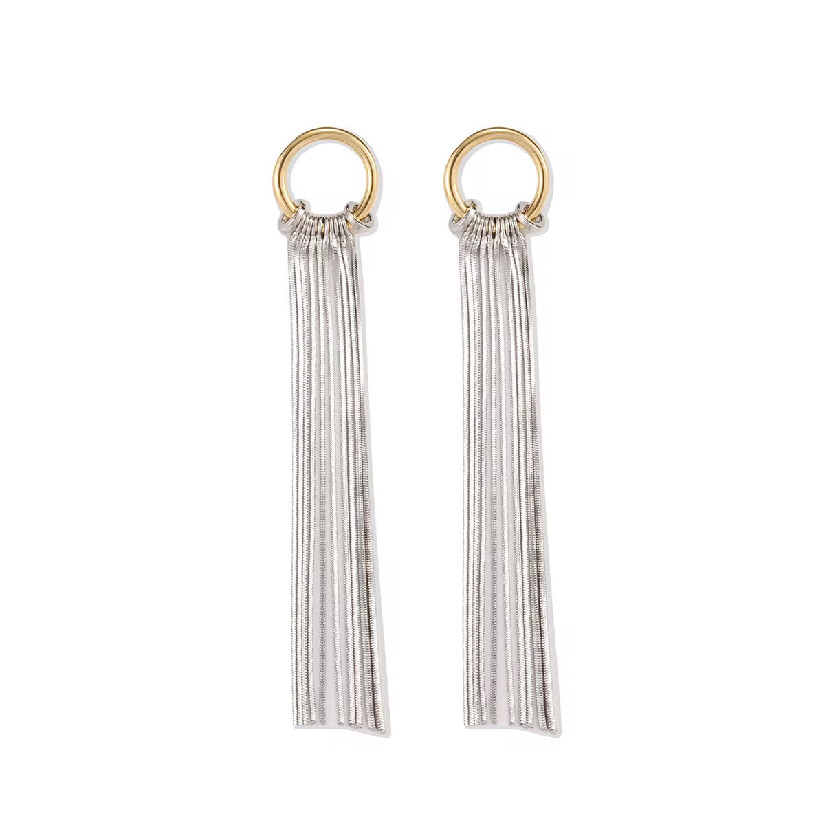 Dual Toned Gold and Silver Hoop Danglers