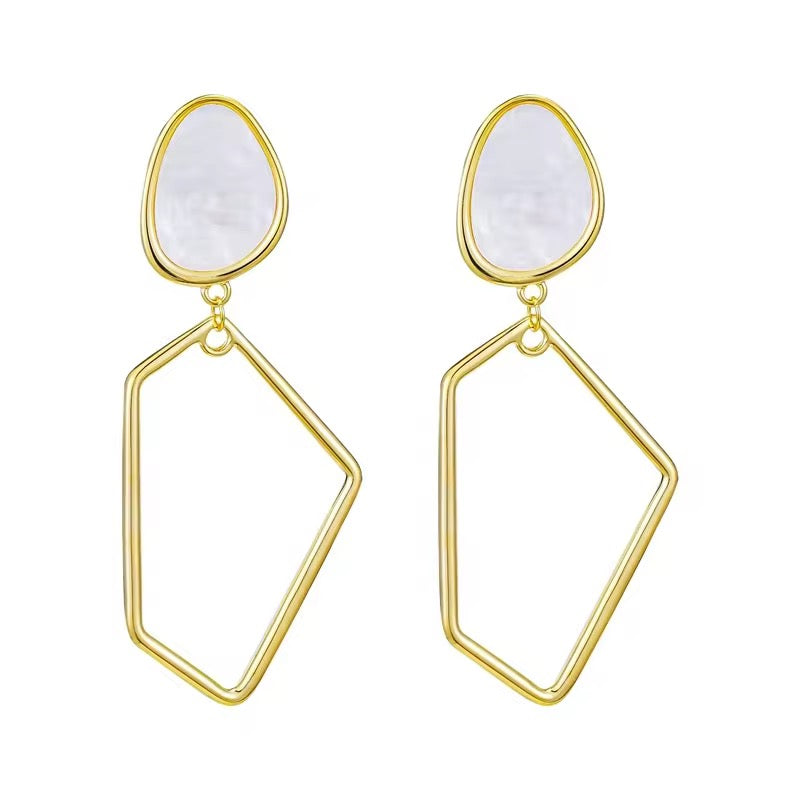 Abstract Pearl Studded Dangler Earrings