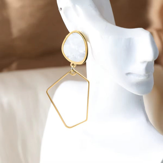 Abstract Pearl Studded Dangler Earrings