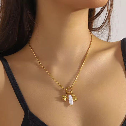 Pineapple and Pearl Charm Pendant Necklace